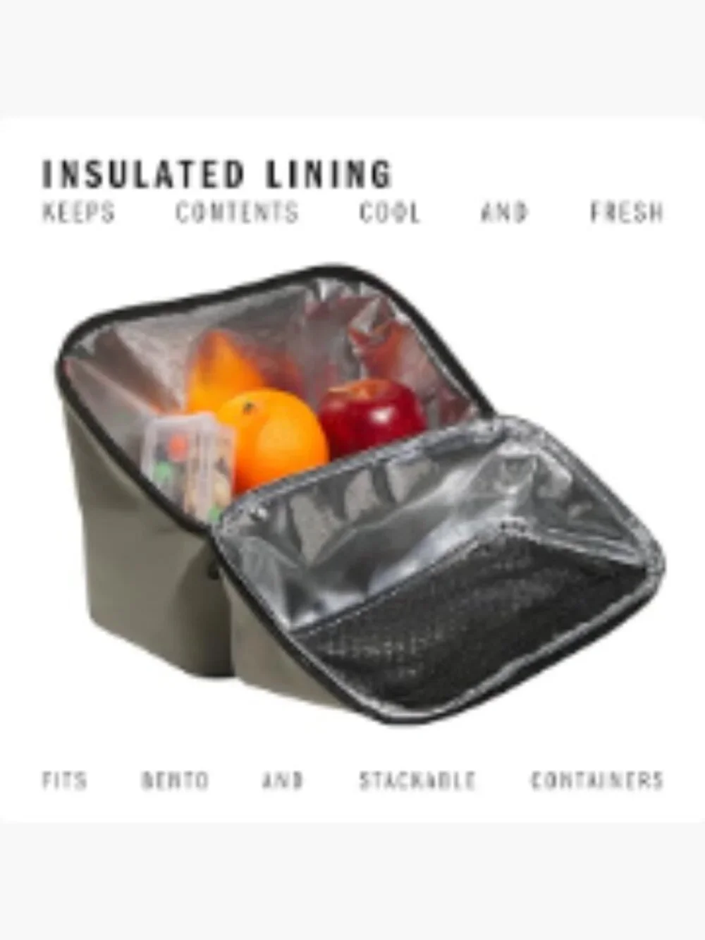 Insulated Lunch Bag with Mesh Pocket and Backpack Clip